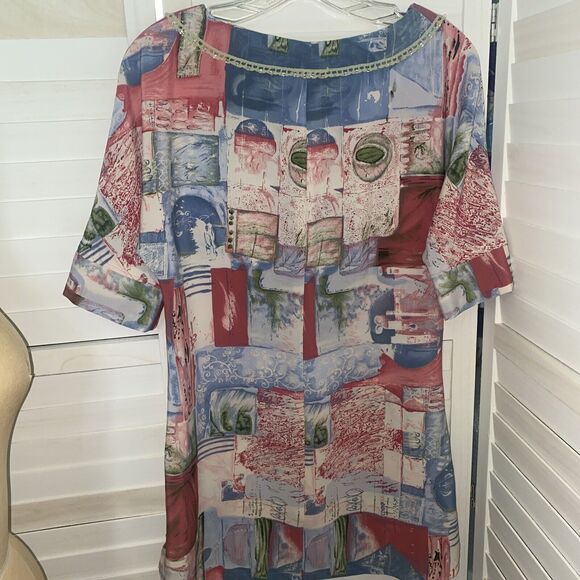 Vintage 60s Handmade Pink Pattern Mod GoGo Mini Dress Medium - Picture 6 of 7